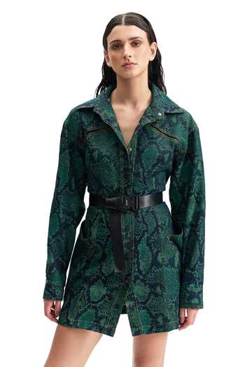Cilvr Serpent Denim Trucker Shirt Dress 