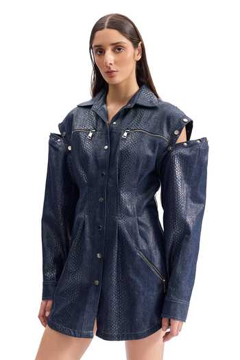 Cilvr Serpentine Foil Trucker Shirt Dress 