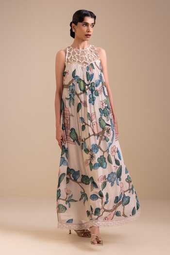 Aamra By Lavanya Kalamkari Pattern Maxi Dress 