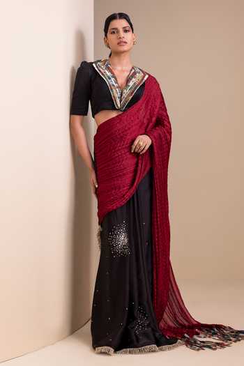 Aamra By Lavanya Hand Embroidered Pre-Draped Saree Set 