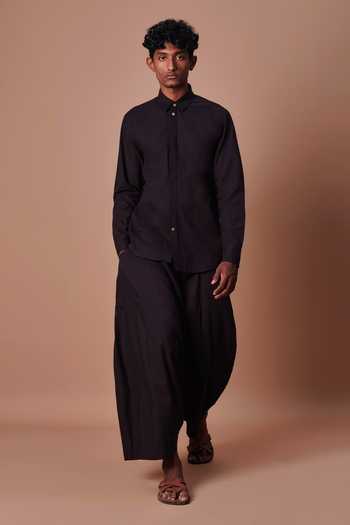 MATI Black Double Buttoned Shirt & Harem Pant Set