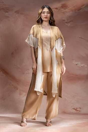 Soup By Sougat Paul Zinnia Applique Jacket Pant Set 