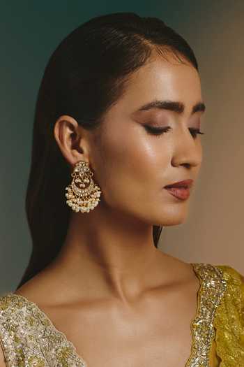 Namasya Kundan Pearl Chandbali Earrings  