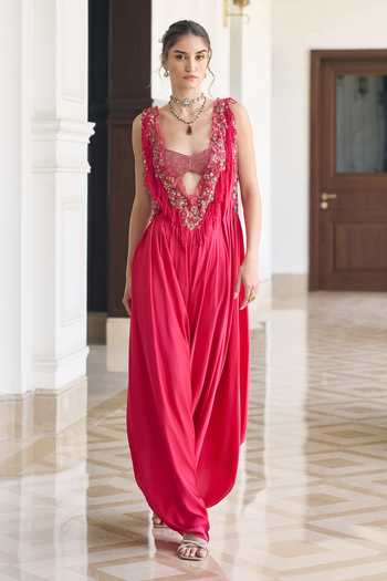 Awigna Pentas V Neck Jumpsuit & Bustier Set