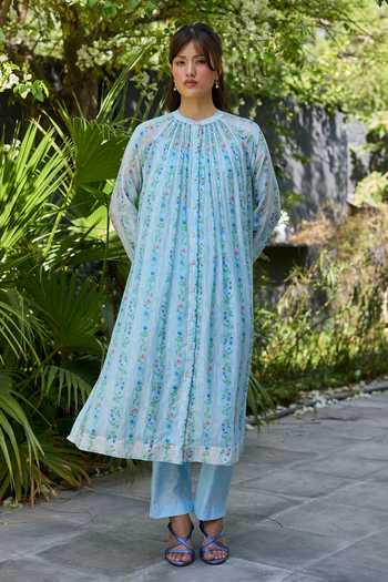 Surmaye Hidden Orchard Blue Kurta & Pant Set 