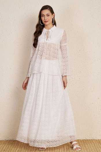 NUHH Lace Top & Flared Skirt Co-ord Set 