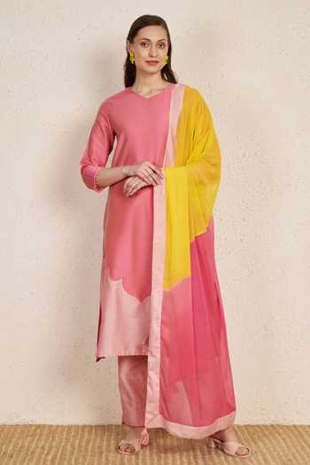 NUHH Hand Embroidered Sleeve Kurta Set