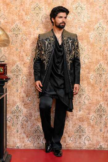 Yajy By Aditya Jain Shahi Mehfil Embroidered Jacket & Kurta Set 