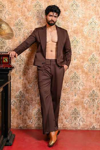 Yajy By Aditya Jain Charulata Cropped Tuxedo Jacket & Pant Set 