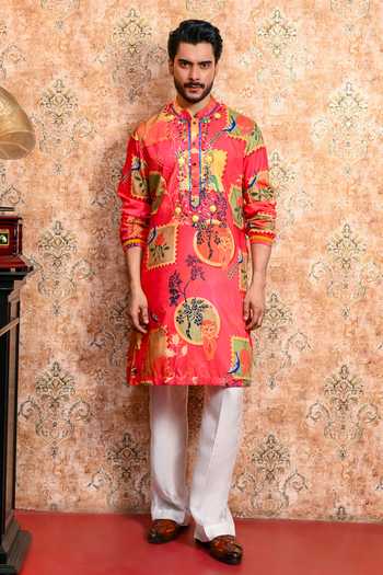 Yajy By Aditya Jain Arunima Printed Kurta & Pant Set 