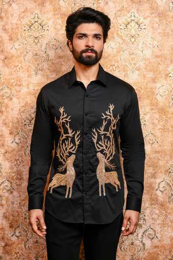 Yajy By Aditya Jain Mrig Chhaya Embroidered Shirt 