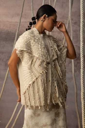 Kritika Murarka Ivory Crushed Lace Embroidered Top 