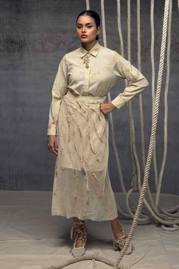 Kritika Murarka Mesh Embroidered Overlay Skirt 