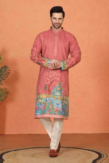 Aham-Vayam Cotton Silk Kurta & Pant Set 