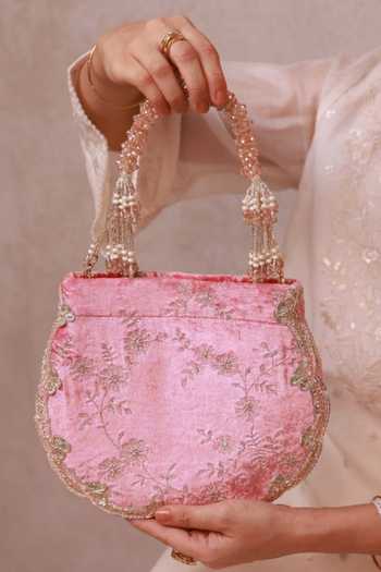 AMYRA Suki Velvet Scallop Embroidered Purse 