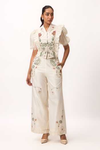 Ruchi Marodia Lotus Bloom Jaal Ruffle Top & Pant Set 