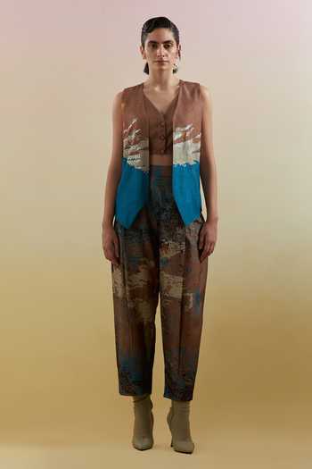 Clos Gliss Printed Jacket Pant Set 