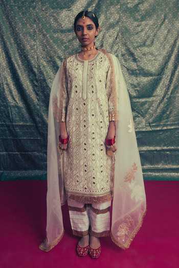 Label Earthen Sheeshmahal Mirror Work Kurta Set 