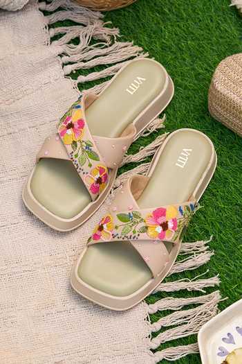 House Of Vitti India Daisy Mae Colourful Cushioned Flat Sliders 