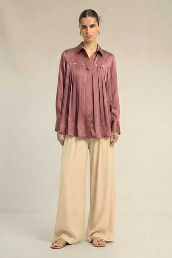Neora By Nehal Chopra Pink Gathered Shirt