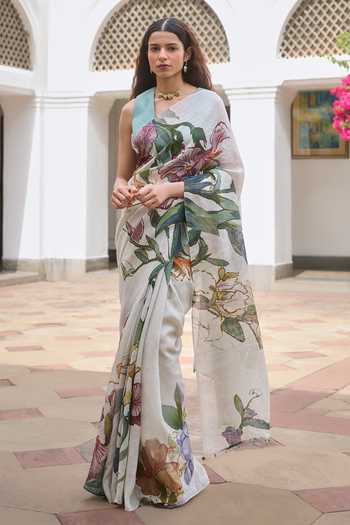 Dressfolk Printed Saree With Unstitched Blouse Piece 