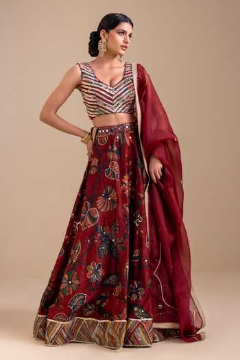 Aamra By Lavanya Hand Embroidered Blouse Lehenga Set 