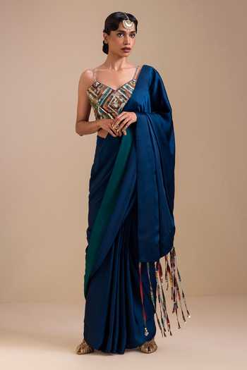 Aamra By Lavanya Embroidered Blouse With Pre-Draped Saree 
