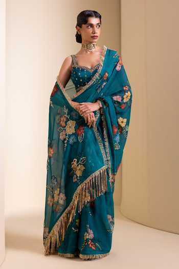 Aamra By Lavanya Kalamkari Pattern Saree With Blouse 