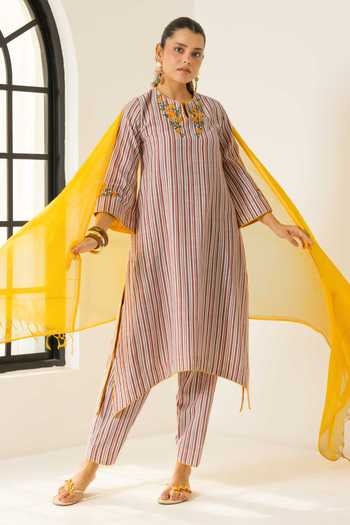 Dohr India Savera Stripe Print Kurta Set 
