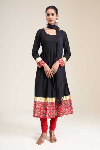 Khwaab By Sanjana Lakhani Contrast Panel Anarkali Set 