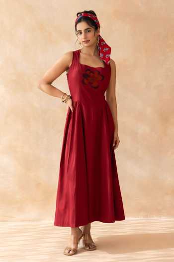 Moontara Ruby Bodice Embroidered Dress