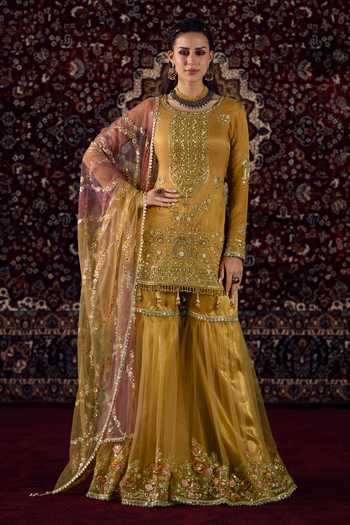 Lashkaraa Zari Embroidered Kurta Gharara Set 