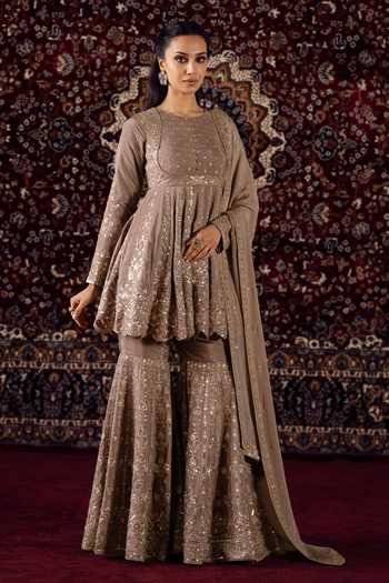 Lashkaraa Embroidered Kurta Gharara Set 