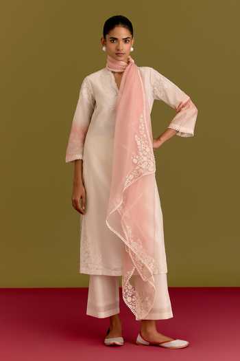 Devnaagri Embroidered Silk Chanderi Kurta Set 