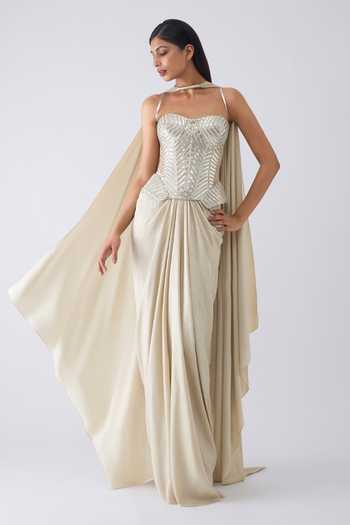 Amit Aggarwal Metallic Structured Corset Skirt Set 