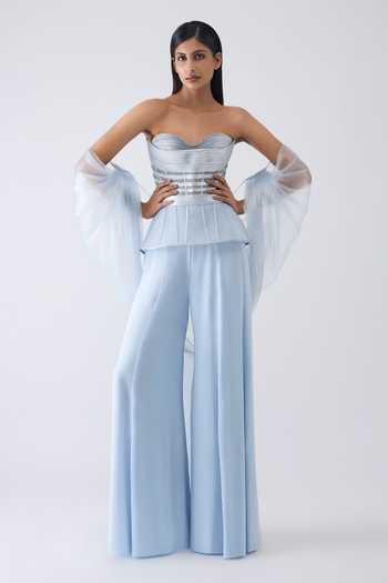 Amit Aggarwal Metallic Structured Cape Pant Set 