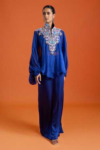 Anamika Khanna Floral Embroidered Jacket & Skirt Set 
