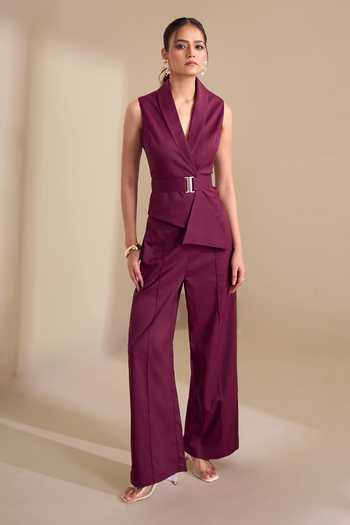 Naintara Bajaj Structured Asymmetric Waistcoat & Trouser Set 