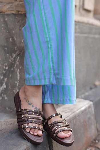 Tiesta Studded Multi-Strap Slip-on Flats 