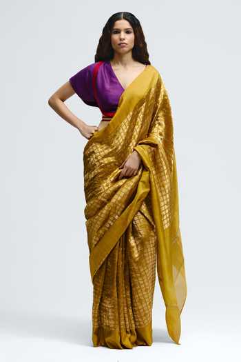 QUARTER Sabina Silk Hand Embroidered Saree 