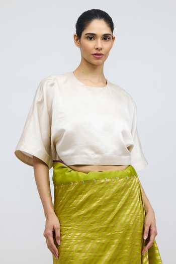 QUARTER Woman Holding A Fruit Handwoven Blouse 