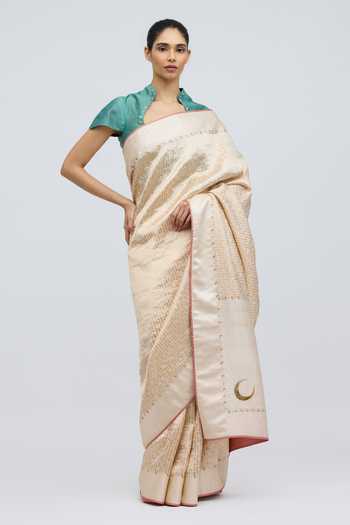 QUARTER Chauk Chand Ivory Silk Saree 