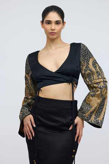 QUARTER Holy Apes Handwoven Silk Satin Blouse 