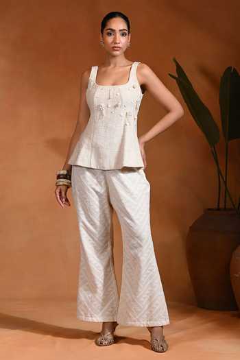 Rishi and Vibhuti Ujla Ivory Top Pant Set 