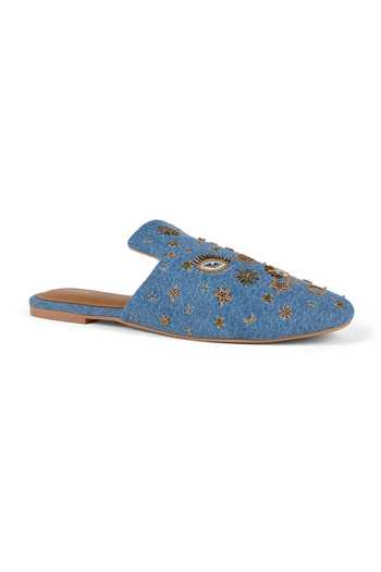 Anaar Ishara Embroidered Denim Mules 