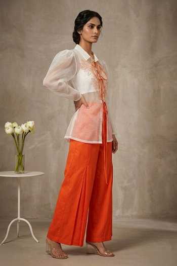 Thetaa Solara Hand Embroidered Sheer Top & Pant Set 