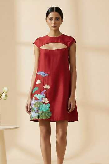 Thetaa Sera Floral Hand Embroidered Dress 