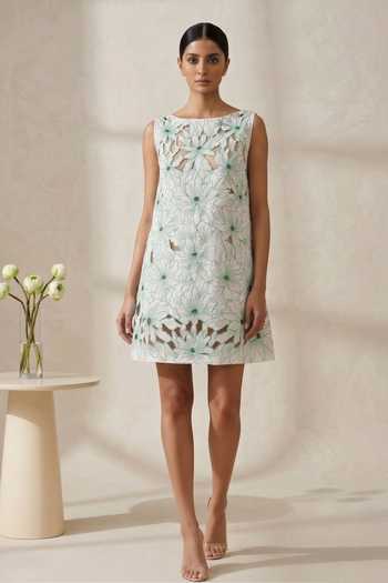 Thetaa Avira Floral Hand Embroidered Cutwork Dress 