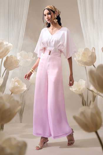 Naintara Bajaj Bloom Of Violet Ombre Jumpsuit With Belt 