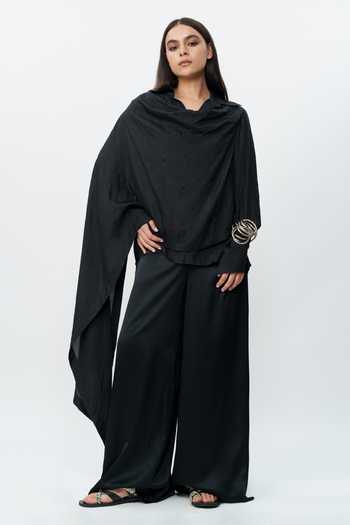AK-OK Draped Shirt & Flared Trouser Set 